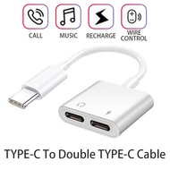 2 In 1 Type-C อะแดปเตอร์แจ็คหูฟังแบบแยกแจ็คหูฟังอะแดปเตอร์เคเบิ้ลเสียง Aux สำหรับ Samsung Galaxy S25