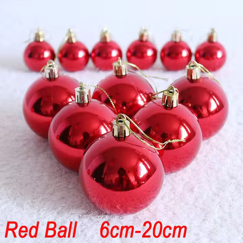 1-50Pcs Christmas Decorations Red Ball 6/8/10/12/15/20cm Ornaments Ideal For Shopping Malls And Hote