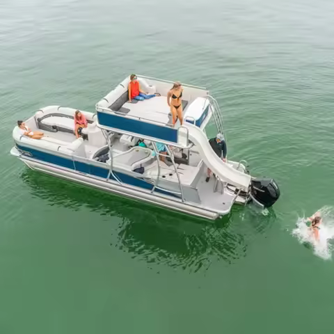 FL Customized Wholesale 2026 New Aluminium Floor Fishing Vessel Double Decker Pontoon Boat for Sale