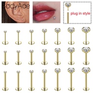 16/18/20G Helix Tragus Ear Stud 1 PC 316L Stainless Steel Labret Piercing Gold Plug-in Stud Earring 