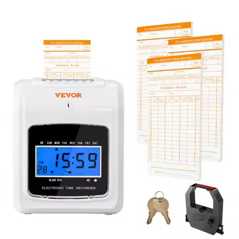 SucceBuy Punch Time Clock Time Clocks for Employees 6 Punches/Day Time Clock Include 102 Time Cards 
