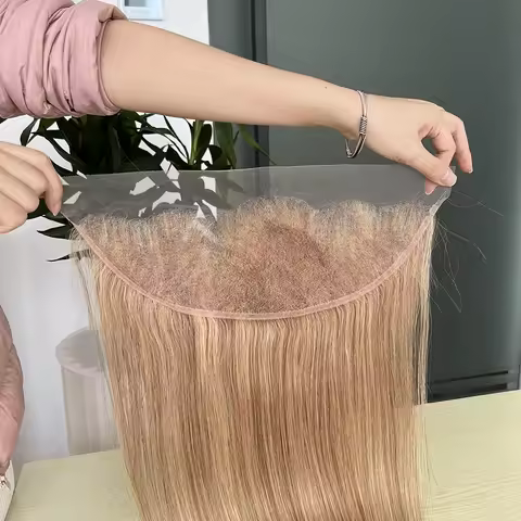 #27 Color 13x4 Lace Frontal Human Hair Straight Transparent Lace Pre-Plucked Melt Skin Invisible Bod