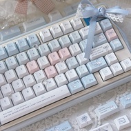 Blue Rain Keycaps PBT Cherry Profile 130 Keys Dye Sublimation Mechanical Blue Keycap Wooting Aula F7