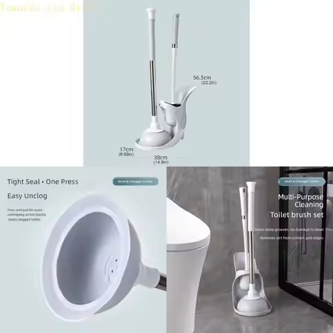 Q9QF Toilet Brush Set with Plunger and Storage Base for Apartment Bathrooms