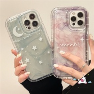 Compatible For iPhone 7plus 11 14 13 12 Pro Max 7 8 6 6S Plus XR X XS MAX Fantasy Starry Sky Airbag Shockproof Gradient Stars Moon Soft TPU Clear Couple Phone Case