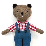 Brown beaver boy, handmade plush doll, wool stuffed animal toy