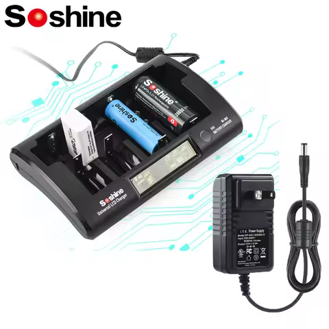 Soshine Ni-MH Li-ion LiFePO4 LCD Universal Charger 18650 26650 32650 10440 14500 18500 21700 32700 9