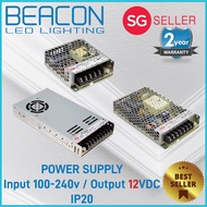 Beacon LED Mean Well 12VDC Constant Voltage Power Supply - Series LRS Power Supply - IP20 Non waterproof -2 Yrs Warranty