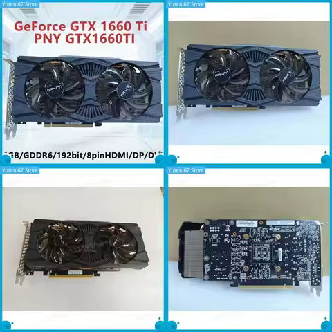 For PNY GTX 1660 Ti 6GB GDDR6 192bit Graphics Card PCI-E 3.0 8Pin HDMI DP DVI Dual Fan Desktop PC GP