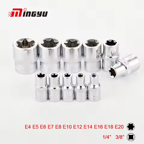 1/4" 3/8" Torx Star Socket Set Femal E Type Sockets Wrench Head E4 E5 E6 E7 E8 E10 E12 E14 E16 E18 E