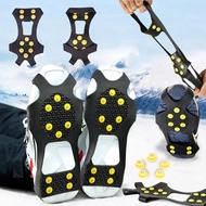 10 Studs Anti-Skid Ice Gripper Spike Winter Climbing Anti-Slip Snow Spikes Grips Cleats Over Shoes C