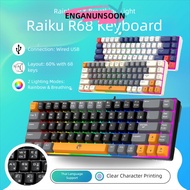 ENGANUNSOON RAIKU K68 Keyboard, Luminous 68 Keys Gaming Keyboard,  Rainbow Color Backlight Thai Keys