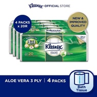 ▼ Kleenex Bath Tissue Toilet Tissue Paper Clean Care Aloe - 3Ply (20 Rolls x 4 packs)