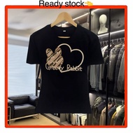 cotton baju hitam tshirt rabbit couple baju