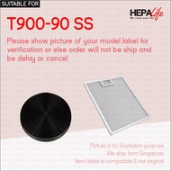 Turbo T900-90SS Compatible Cooker Hood Carbon Charcoal & Replacement Grease Filter - Hepalife