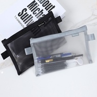 Transparent Mesh Bag Office Student Pencil Cases Zip Bag Students Pen Storage Bag Office School Supplies