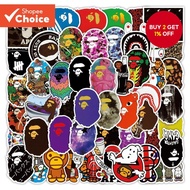 50PCS BAPE Stickers - A Bathing Ape Brand Vinyl Decals for Laptop, Helmet & Notebook