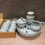 九成新 台灣宜龍陶瓷藝術 茶壺組 泡茶組 茶壺 陶瓷 茶海 茶杯 茶罐 茶盤