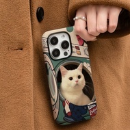Creative Washing Machine White Cat Film Compatible iPhone14 15 16 13 12 11 XS MAX PRO MAX Phone Case