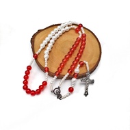 MERAH Red and White Rosary/ Rosary Souvenir Catholic Rosary/ Catholic Rosary Necklace