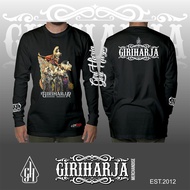 Kaos wayang golek Bima Gatotkaca Anterja Jakatawang warna hitam dan putih tangan panjang