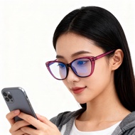 New Fashionable European and American Anti-Blue Light Reading Glasses for Women, Large Frame Cat-Eye