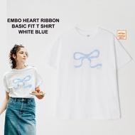 Fashion ️แท้ / พร้อมส่ง️ Ronron EMBO HEART RIBBON BASIC FIT T SHIRT ของแท ้ 100 %