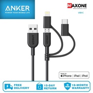 Anker A8436 PowerLine ll 3 in 1 USB-A to USB-C Micro USB Charging Cable with MFI