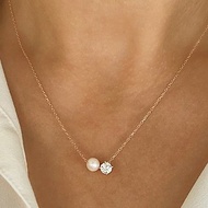 【CReAM】Karen鍍18K金施華洛世奇水晶鋯石 淡水珍珠項鍊