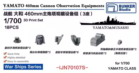 BUNKER IJN70107S 1/700 Scale YAMATO 460mm Cannon Observation Equipments