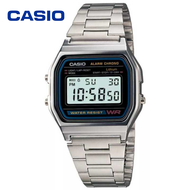 GgGg /Casio Digital Classic นาฬิกาข้อมือสุภาพบุรุษ สีเงิน สายสแตนเลส รุ่น A158WA-1DF