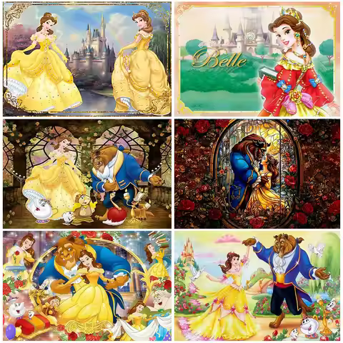 Disney Beauty And The Beast Theme Party Decoration Belle Princess Birthday Backdrop Child Girl Favor