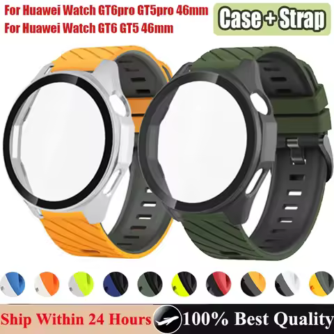 Case+Strap For Huawei Watch GT6pro GT5pro 46mm Silicone Band PC Protector Cover Bumper For Huawei Wa