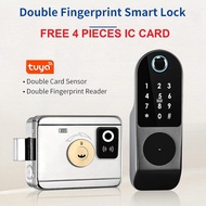 TUYA WiFi Electronic Smart Door Lock Double-Sided Fingerprint Digital Lock Safety Grill Door Lock Pintu Pagar Pintu Besi