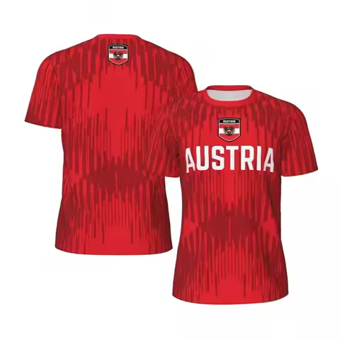 Austria Flag Football T Shirts For Men Fashion Summer National Emblem 3D Printed Jersey Casual Quick