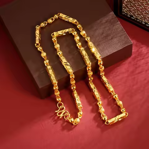 24K 9999 pure gold necklace for men, luxurious jewelry, multiple sizes