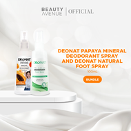 Deonat Papaya Mineral Deodorant Spray 100ml and Deonat Natural Foot Spray 100mL Bundle