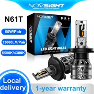 NOVSIGHT H4 H7 H11 9005 9006 LED Headlight 3 Color 6500K/4300K/3000K Super Bright Plug & Play Mini C