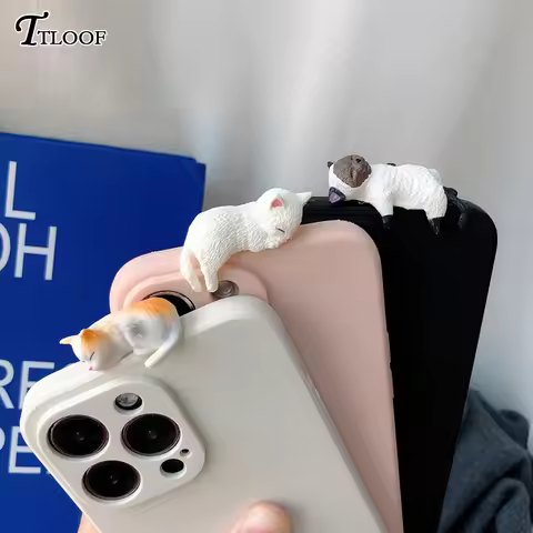 3D Cute Cartoon Lying Cat Silicone Case For Samsung Galaxy A13 A23 A33 A53 A73 A52S A12 A22 A32 A52 