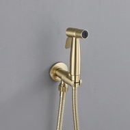 Stainless Steel Brushed Gold Toilet Bidet Spray Gun Set Wall Mounted Home Bathroom Shower Head Hose