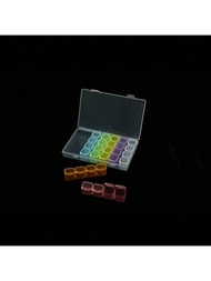 28格周次藥盒創意米珠串飾修指甲透明塑膠盒玻璃米珠盒收納盒1