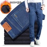 Goods Fleece Lining Thickened Jeans Yimao Men's Jeans High Elasticity Non-Fade High Waist Jeans