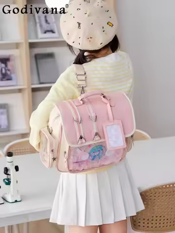 Second Dimension Japanese Original Transparent Pain Bag Transparent Large Capacity Backpack Cute Gir