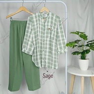 New Onesett Combinasi Crinkle JUMBO Setelan Wanita Crinkle Motif Salur Combinasi