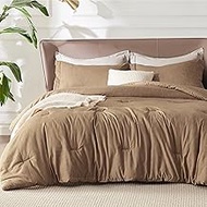 Bedsure Full Comforter Set - Brown Soft Bedding for All Seasons, Cationic Dyed Bed Set, 3 Pieces, 1 