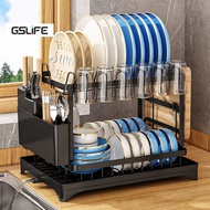 GSlife 2 Tier Dish Drying Rack Kitchen Storage Rack Installation free