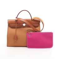 【二手】愛馬仕 HERMES 手提包 Herbag Zip PM Verso 木蘭紫/沙丘色/淡褐色帆布 Herbag Zip PM Verso 木蘭紫/沙丘色/淡褐色