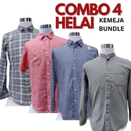 4 Helai Baju Kemeja Lelaki Murah BUNDLE longsleeve & short sleve standard & plus size