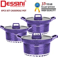 DESSINI ITALY GSB-6-S 6 PCS 20CM 24CM 28CM Die Cast Aluminium Non Stick Casserole Pot Bowl Deep Fry Pan Cookware PERIUK