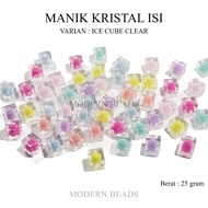 [25 GRAM] Clear Ice Cube Filled Crystal Beads / Square Milk Filled Crystal Beads / Square Crystal Be